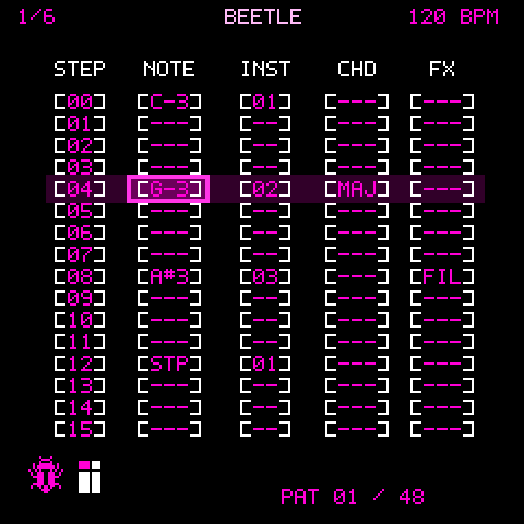 BEETLE on the FM-1's screen