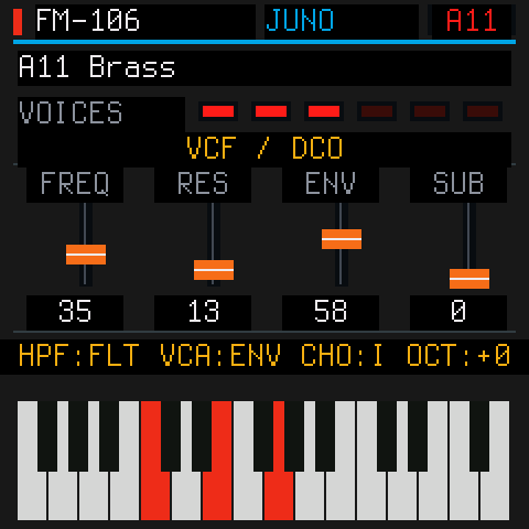 FM-106 on the FM-1's screen